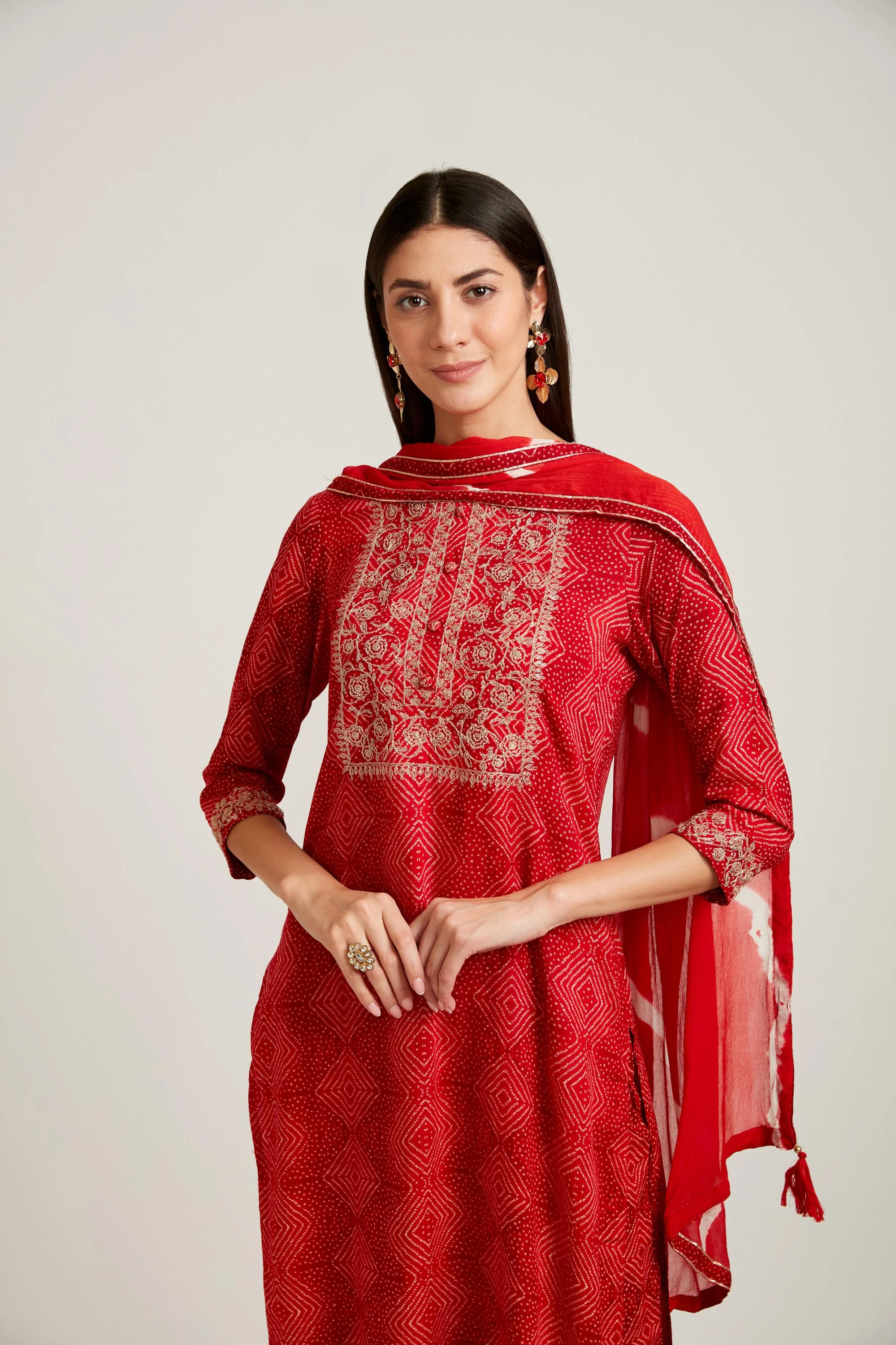 Neerus Red Color Rayon Fabric Salwar Kameez - Image 3