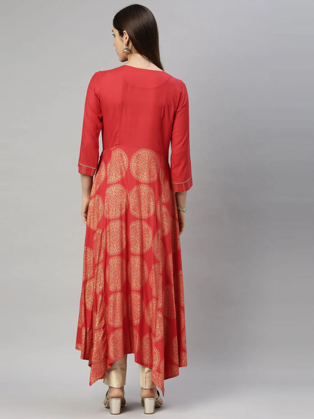 Neerus Red Color Rayon Fabric Tunic - Image 6