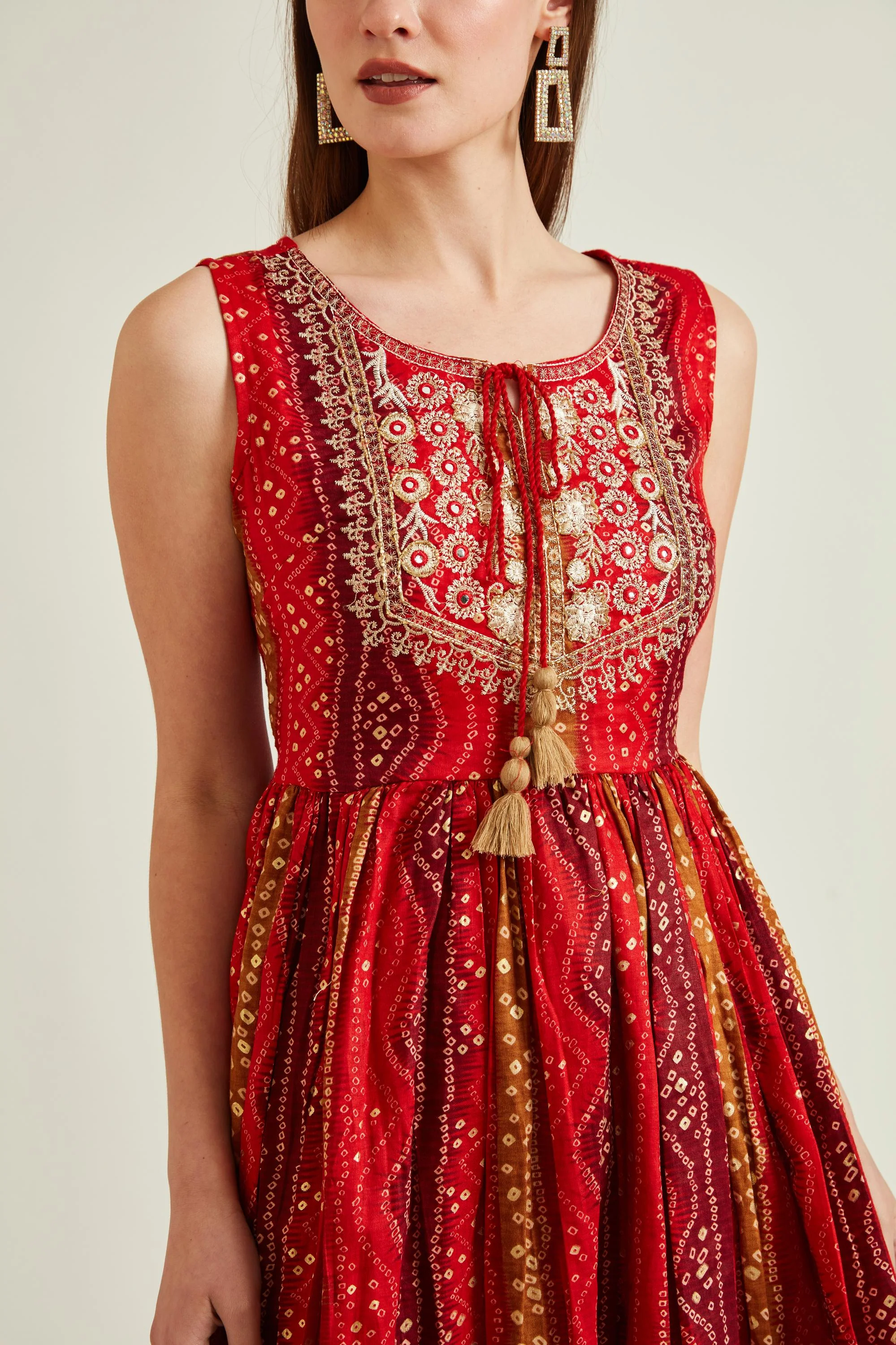 Neerus Red Colour Cotton Fabric Suit - Image 5