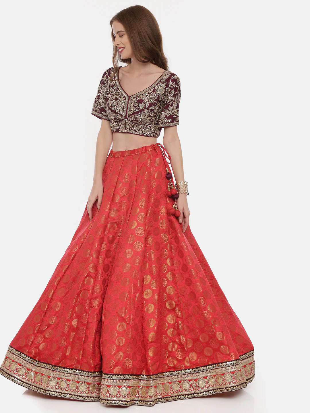Neerus Red Embellished Lehenga Set - Image 2