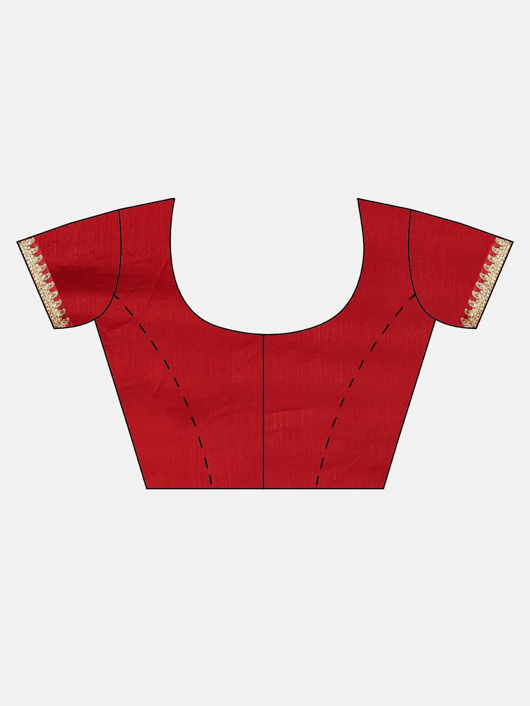 Neerus Red Embellished Saree With Blouse - Image 5