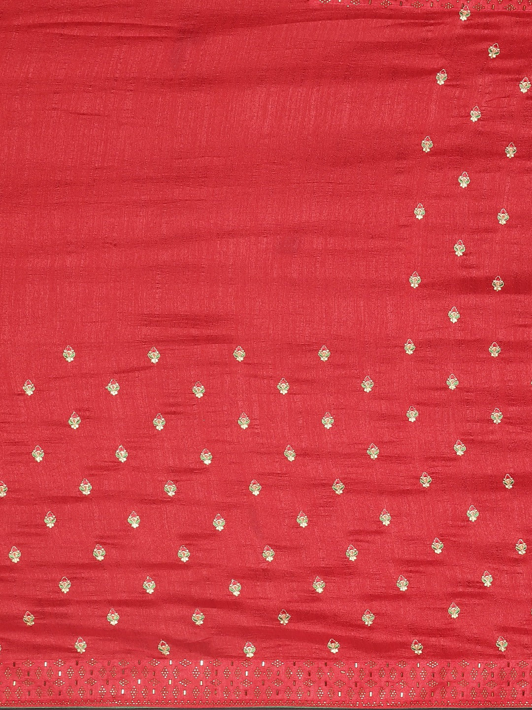 Neerus Red Embroidered Saree With Blouse - Image 3