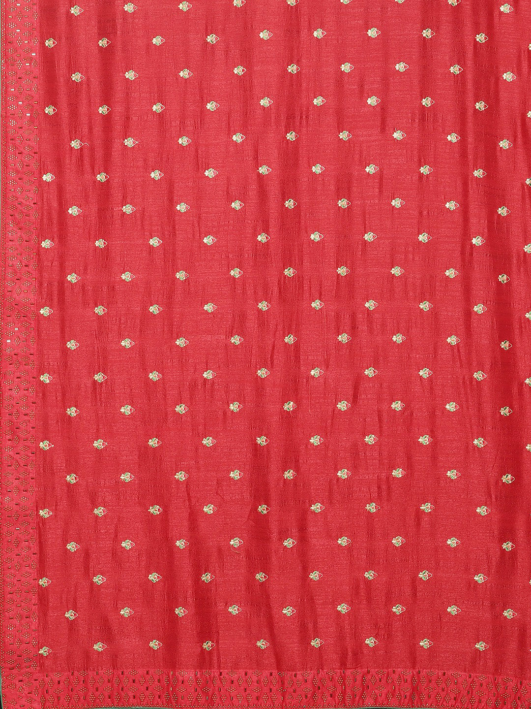 Neerus Red Embroidered Saree With Blouse - Image 4