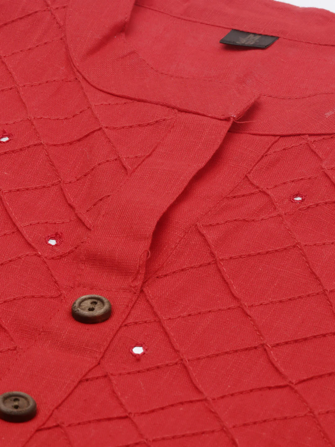 Neerus Red Embroidered Straight Kurta - Image 7