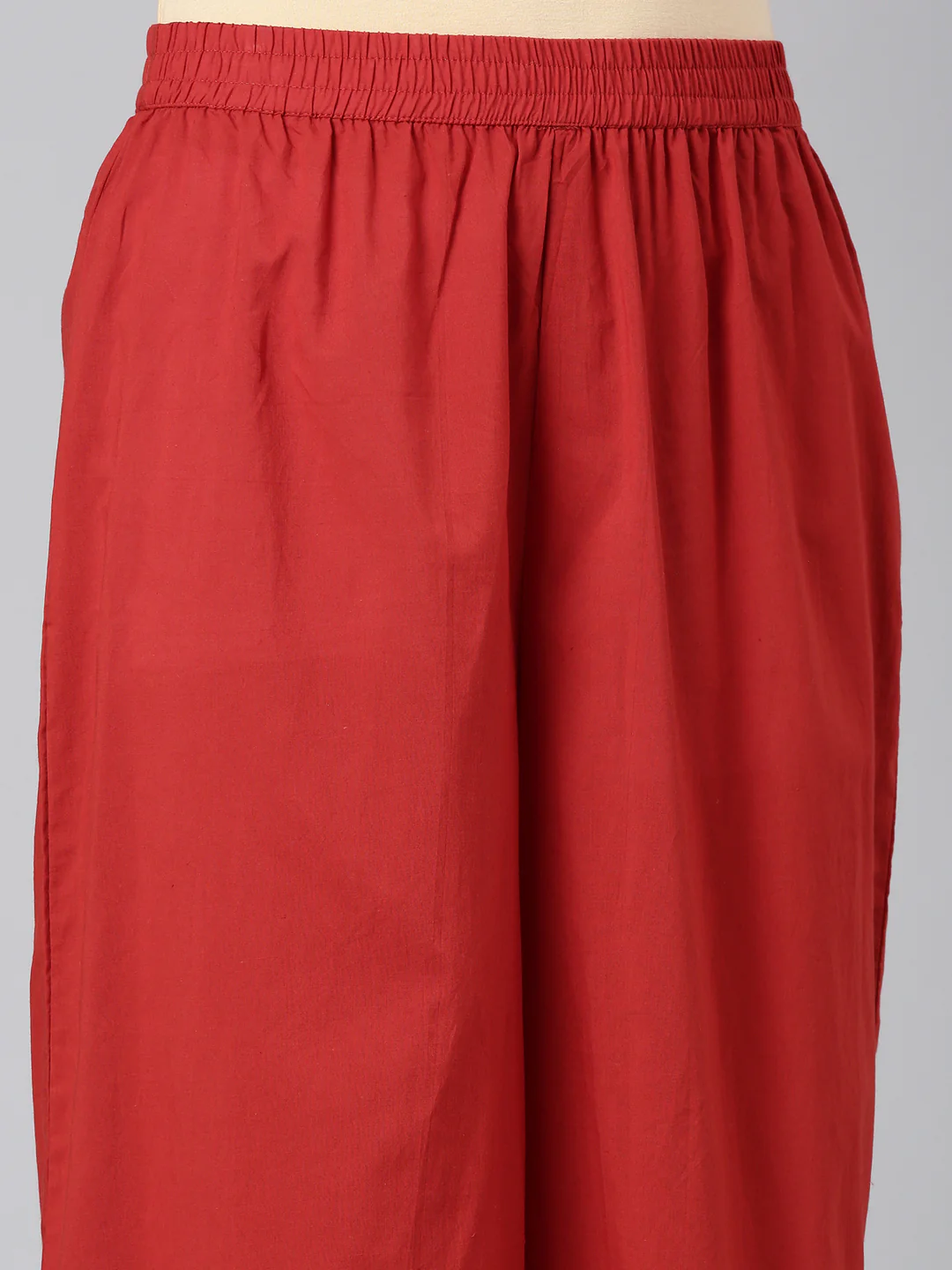 Neerus Red Printed A-Line Kurta and Trousers With Dupatta - Image 6