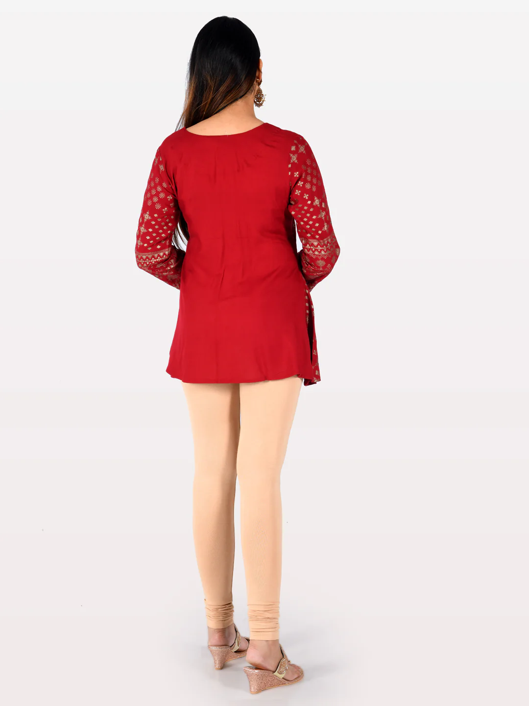 Neerus Red Printed A Line Kurti - Image 3