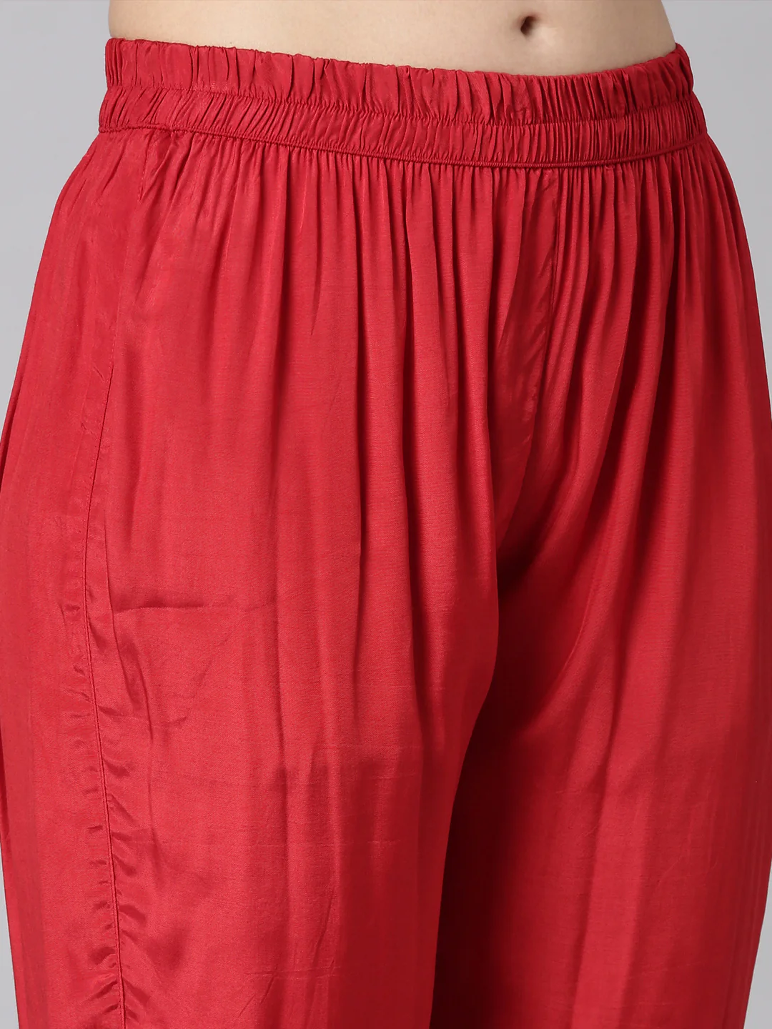 Neerus Red Printed Anarkali Kurta and Trousers With Dupatta - Image 6