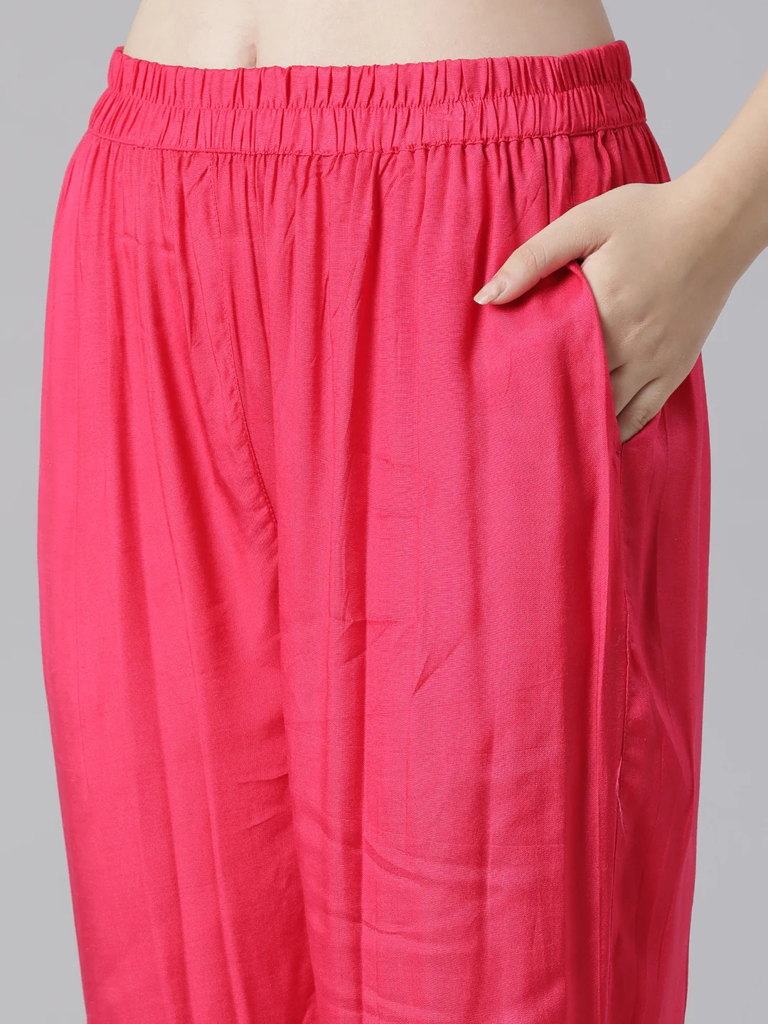 Neerus Red Printed Straight Kurta and Trousers With Dupatta - Image 6