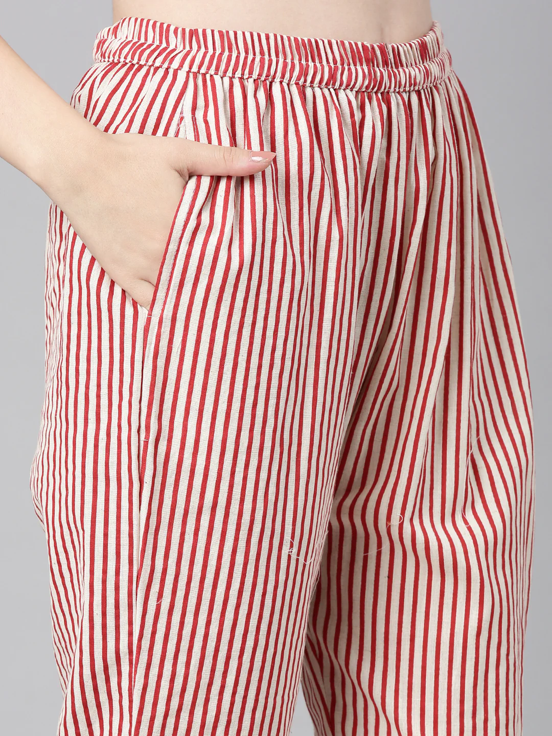 Neerus Red Printed Straight Kurta and Trousers With Dupatta - Image 7