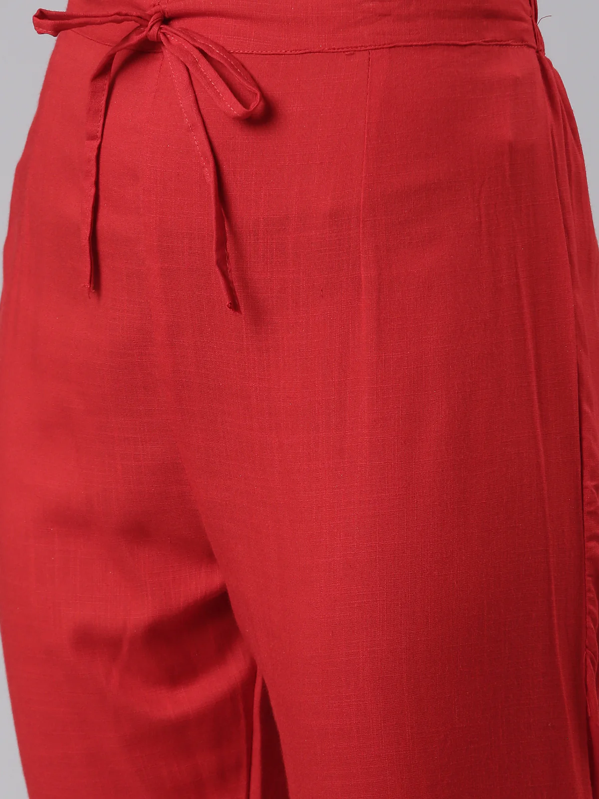 Neerus Red Regular Calf Length Printed Kurta Printed Trousers With Dupatta - Image 5