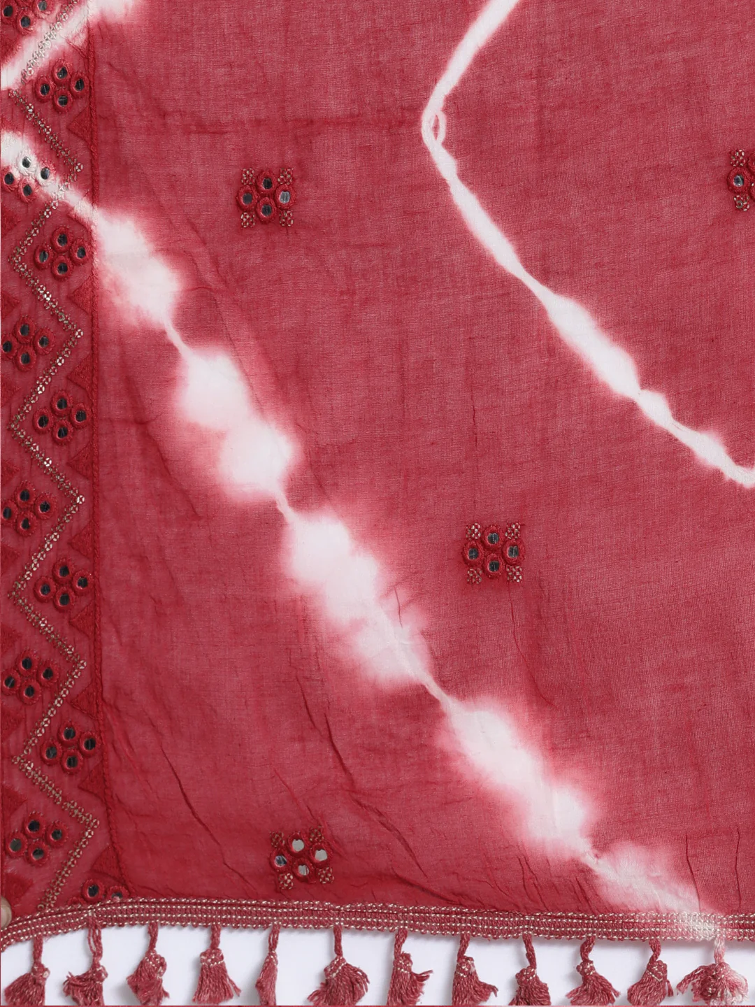 Neerus Red Regular Knee Length Solid Kurta Solid Trousers With Dupatta - Image 7