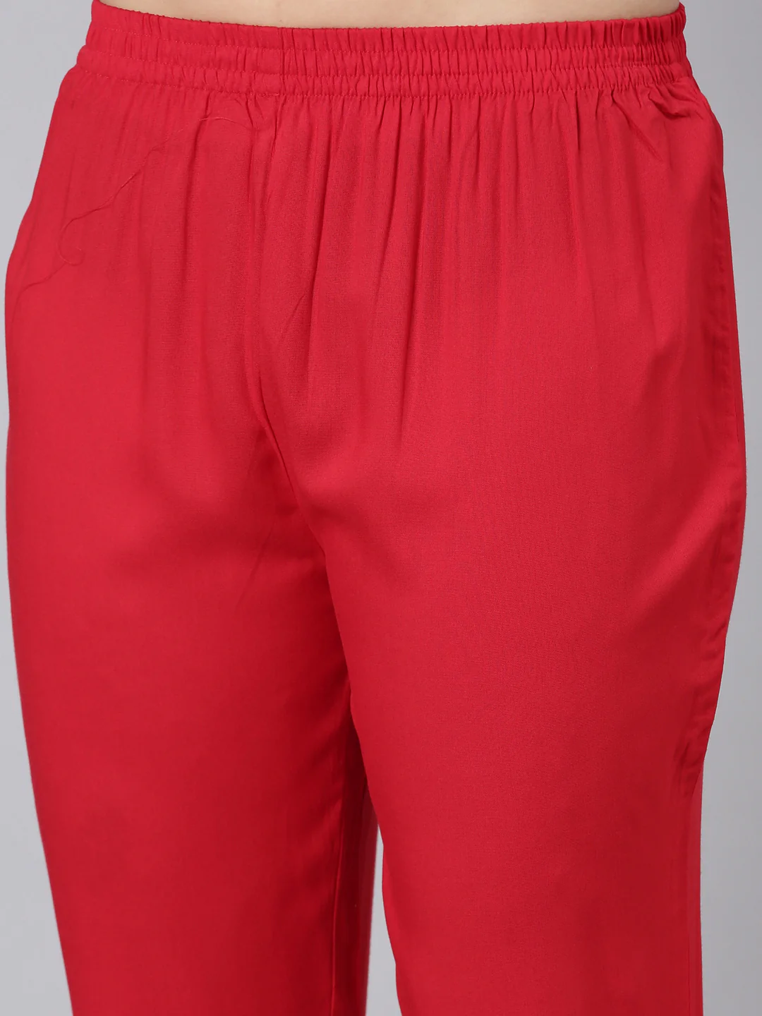 Neerus Red Regular Straight Ethnic Motifs Kurta And Trousers With Dupatta - Image 6