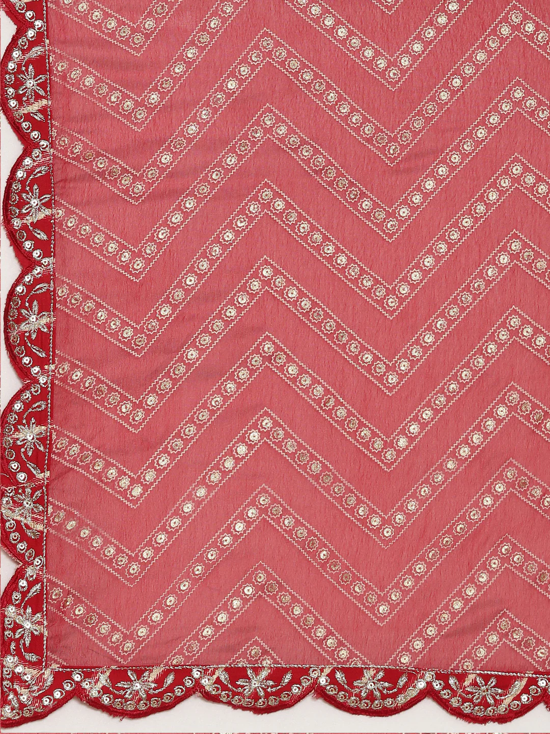 Neerus Red Regular Straight Printed Kurta And Sharara With Dupatta - Image 7
