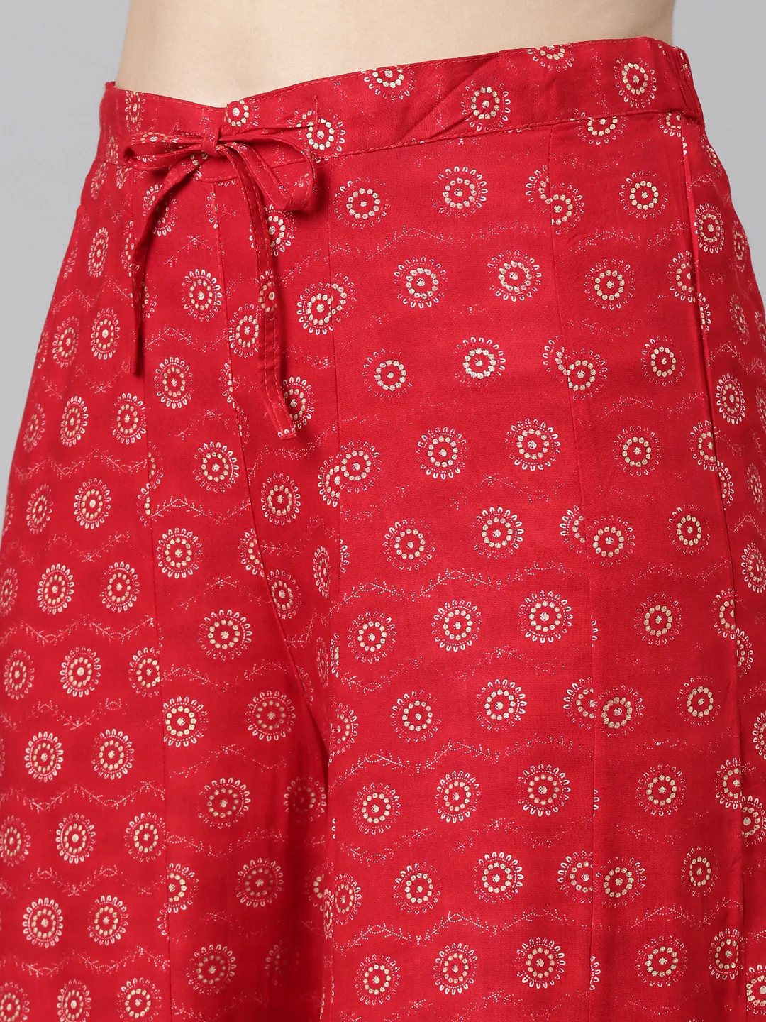 Neerus Red Regular Straight Printed Kurta And Sharara With Dupatta - Image 6