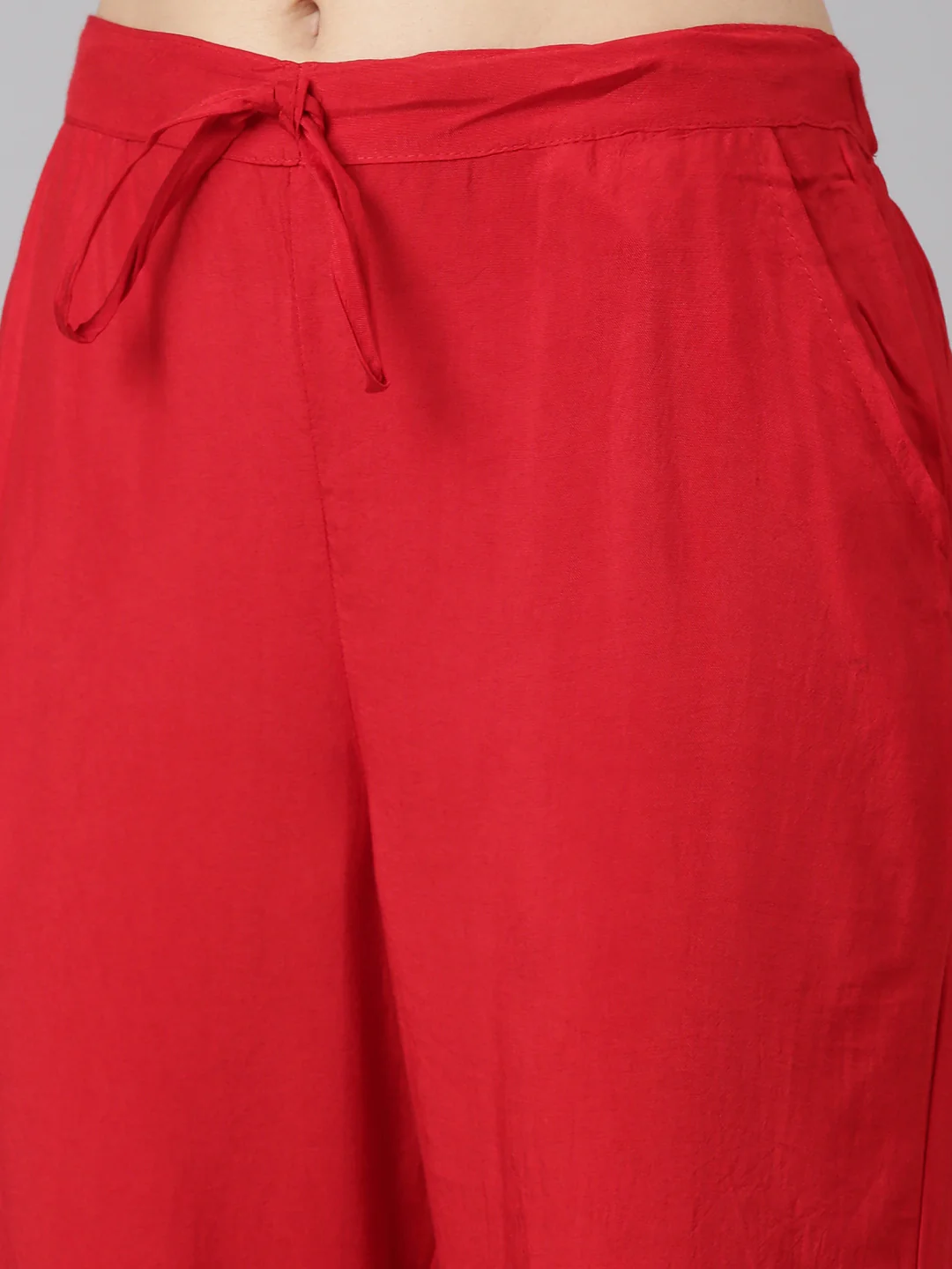 Neerus Red Regular Straight Printed Kurta And Trousers With Dupatta - Image 6