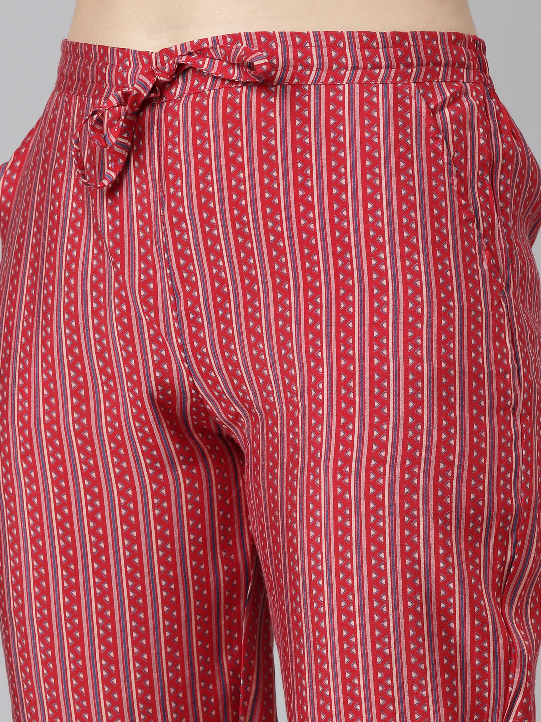 Neerus Red Regular Straight Printed Kurta And Trousers With Dupatta - Image 6