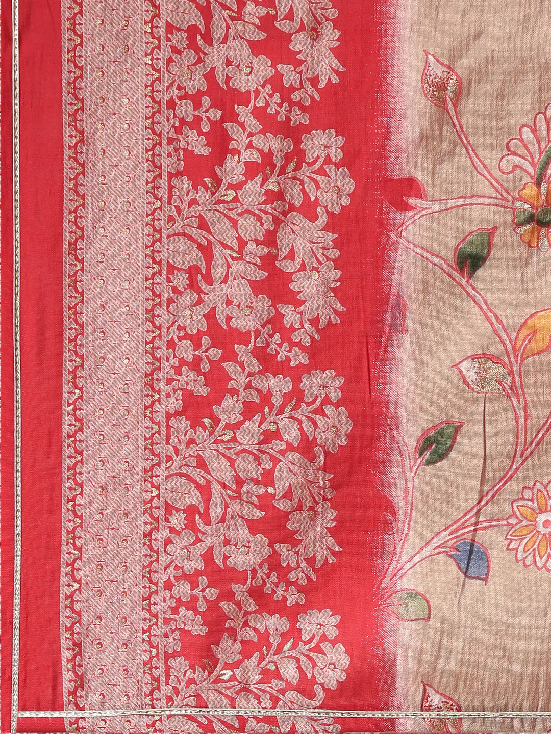 Neerus Red Regular Straight Printed Kurta And Trousers With Dupatta - Image 7