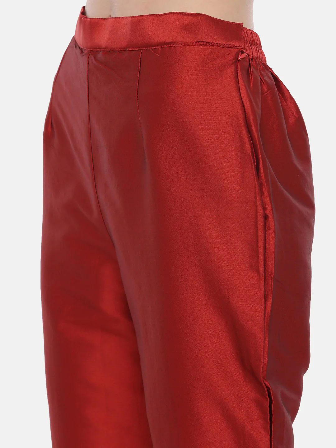 Neerus Red Textured Kurta With Pant & Dupatta - Image 4