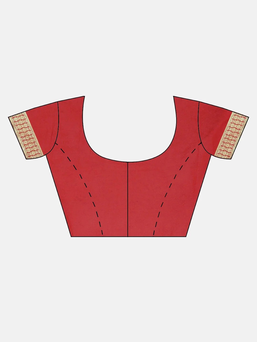 Neerus Red Textured Saree With Blouse - Image 5