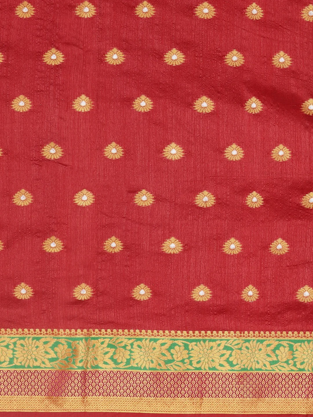 Neerus Red Textured Saree With Blouse - Image 3