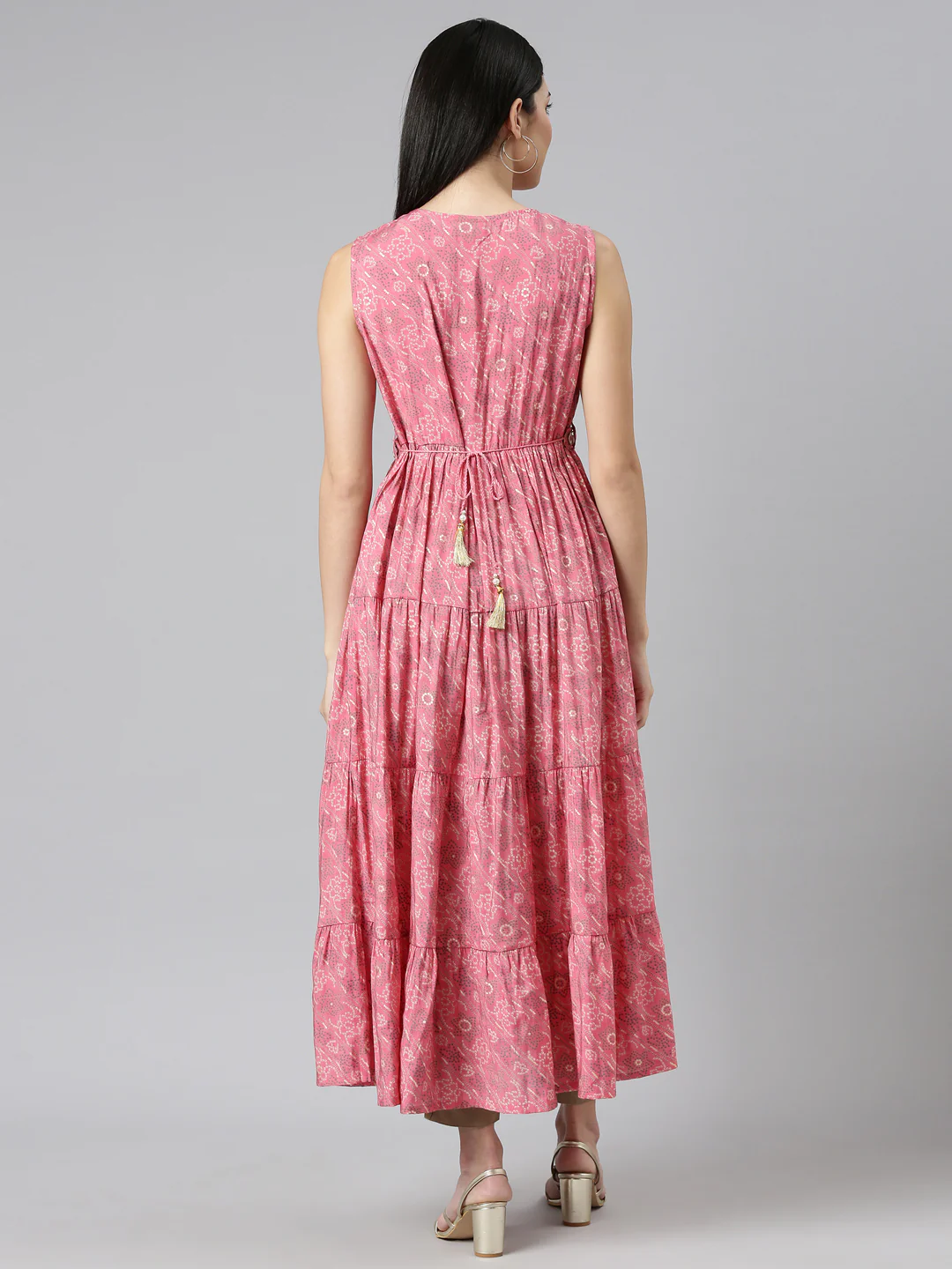 Neerus Rose Straight Casual Printed Gown - Image 3