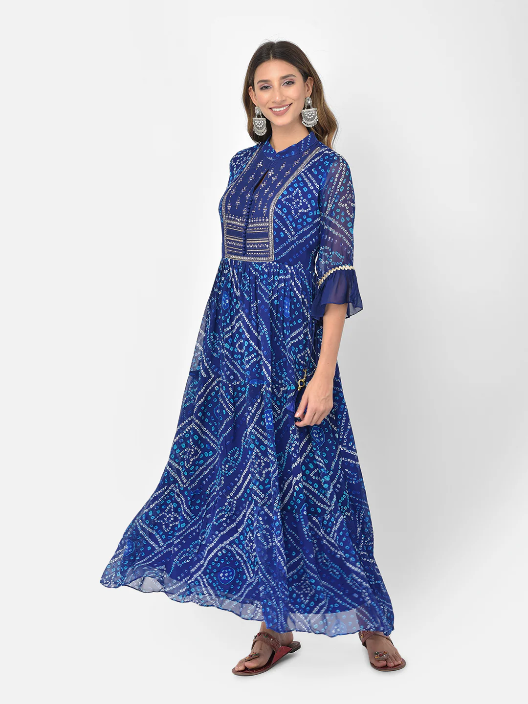 Neerus Royal Blue Color Georgette Fabric Kurta - Image 9