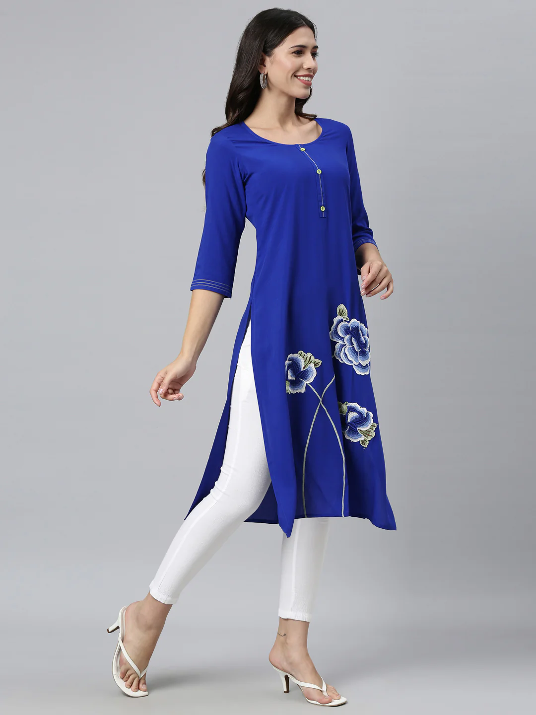Neerus Royal Blue Color Rayon Fabric Kurta