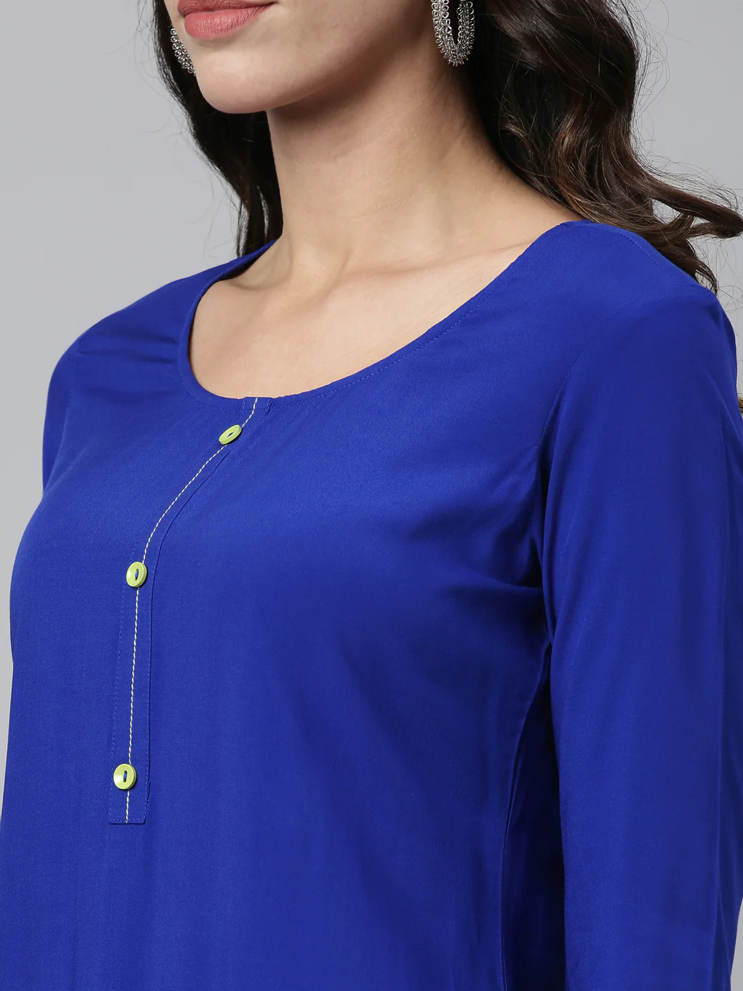 Neerus Royal Blue Color Rayon Fabric Kurta - Image 3