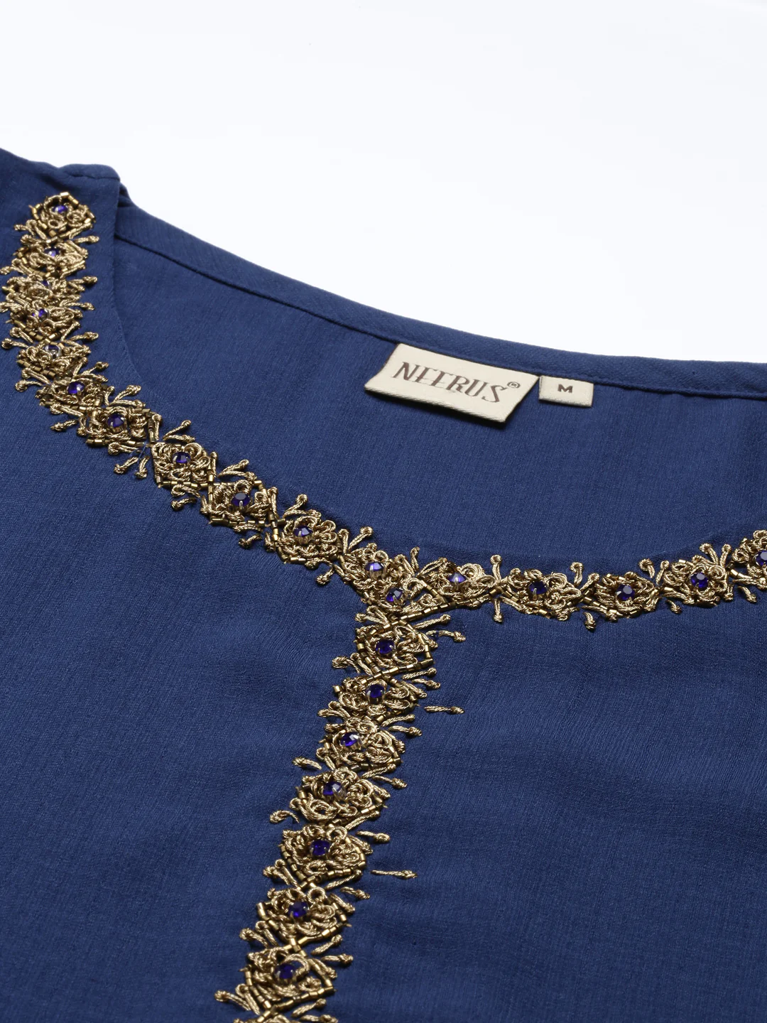 Neerus Royal Blue Color Slub Riyon Fabric Kurta - Image 8