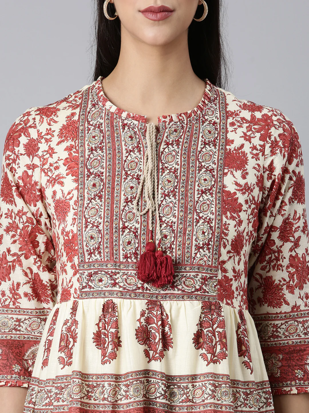 Neerus Rust Casual Tribal Maxi Dresses - Image 4