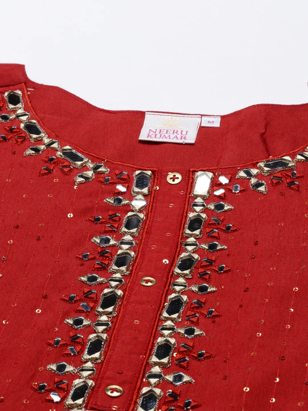 Neerus Rust Color Chanderi Fabric Tunic - Image 2