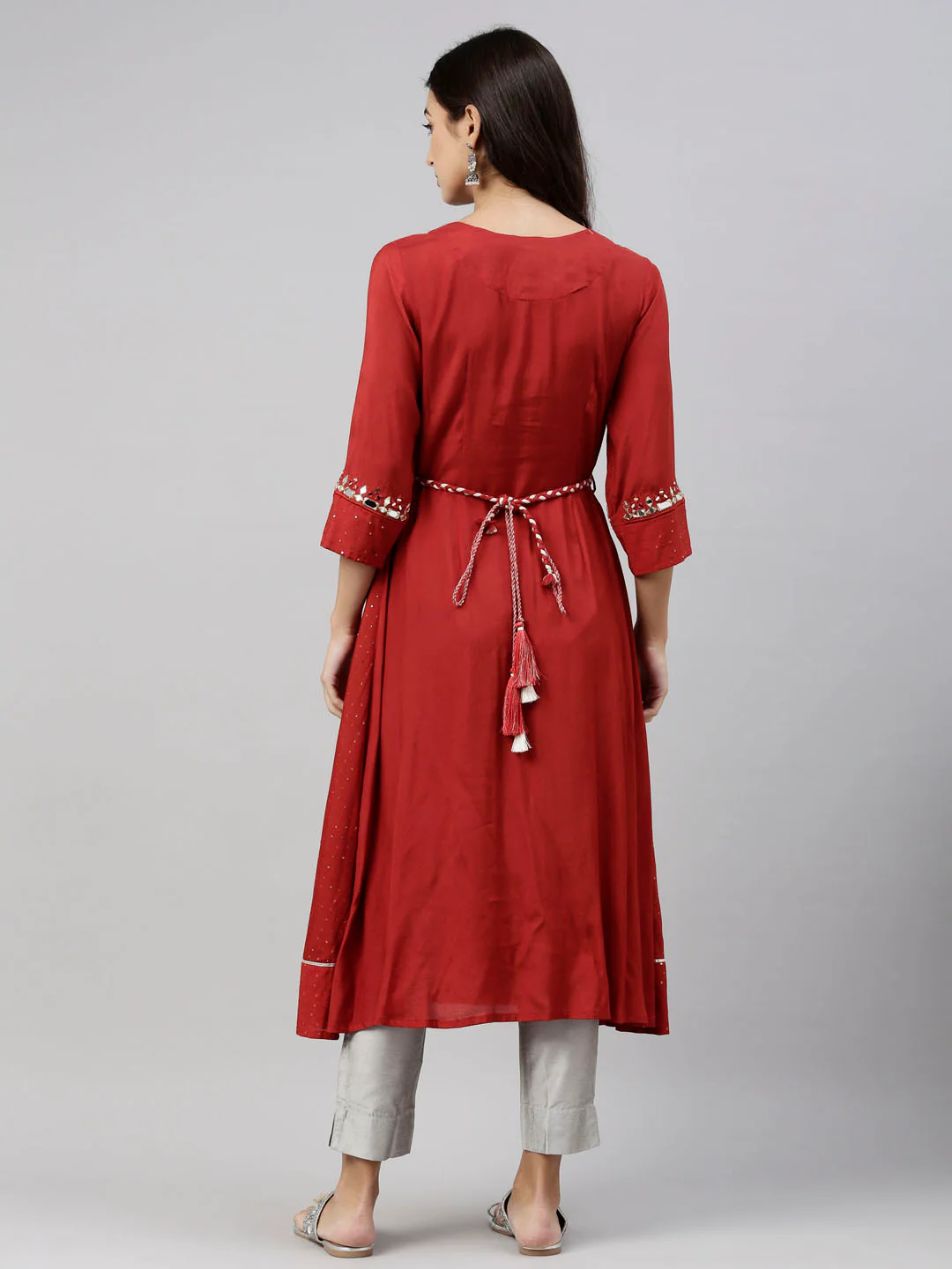 Neerus Rust Color Chanderi Fabric Tunic - Image 6