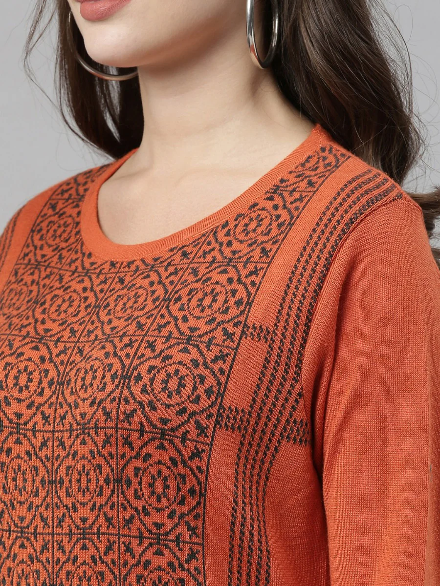 Neerus Rust Color Kurtha Winter Wear - Image 2