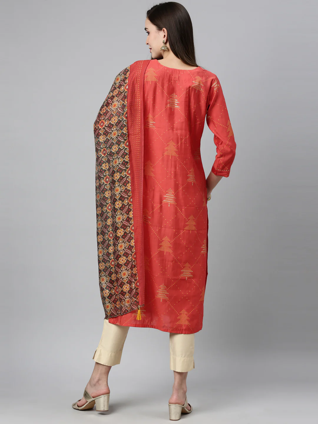 Neerus Rust Color Model Fabric Kurta - Image 2