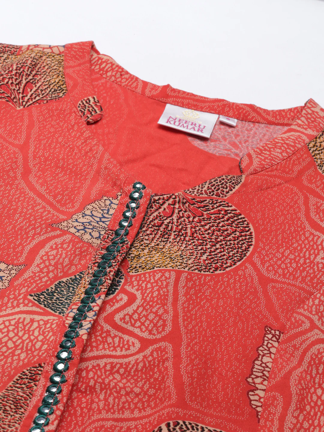 Neerus Rust Color Rayon Fabric Kurta - Image 2