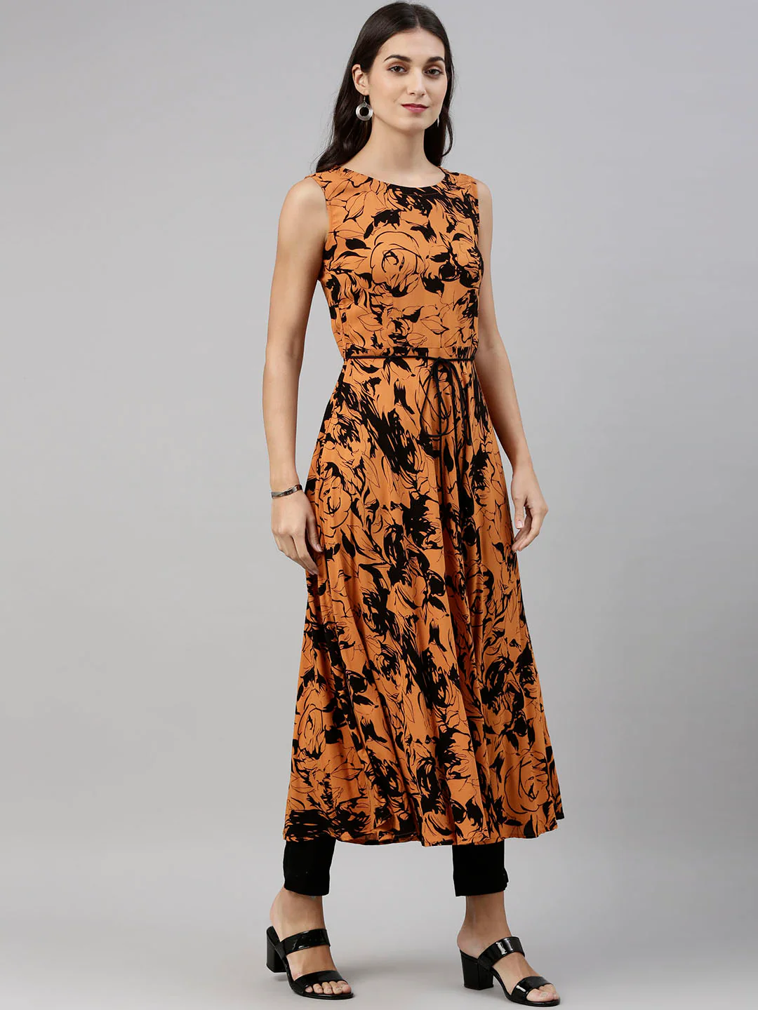 Neerus Rust Color Rayon Fabric Tunic - Image 4
