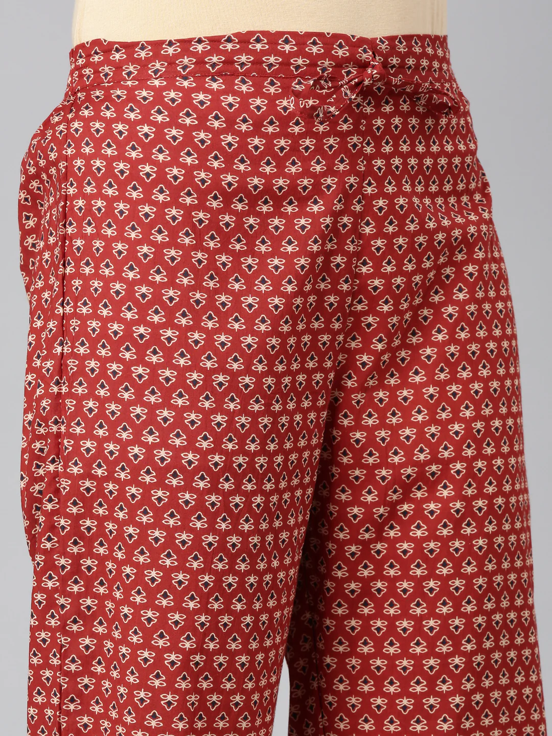 Neerus Rust Printed Straight Kurta and Trousers - Image 6
