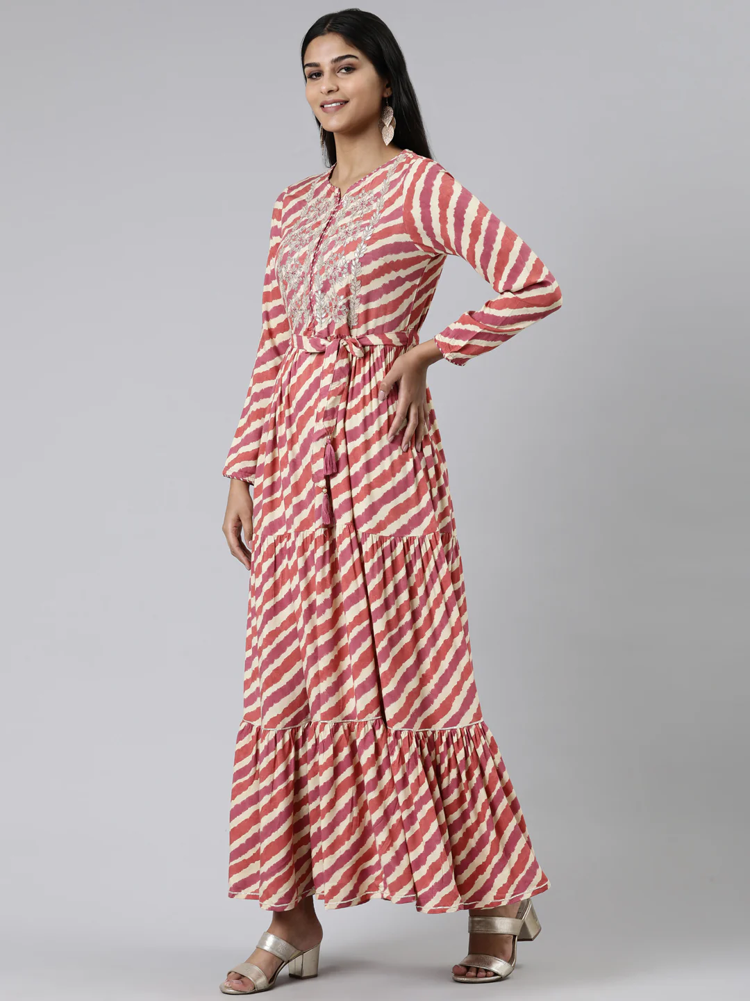 Neerus Rust Straight Printed Viscose Rayon Kurta - Image 2