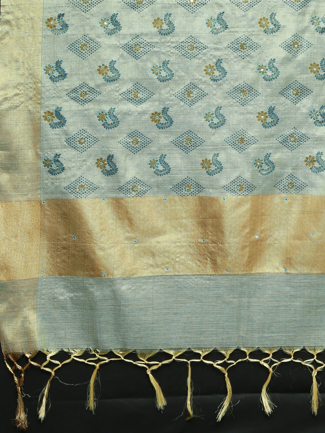 Neerus Sea Blue Color Tissue Fabric Saree - Image 4