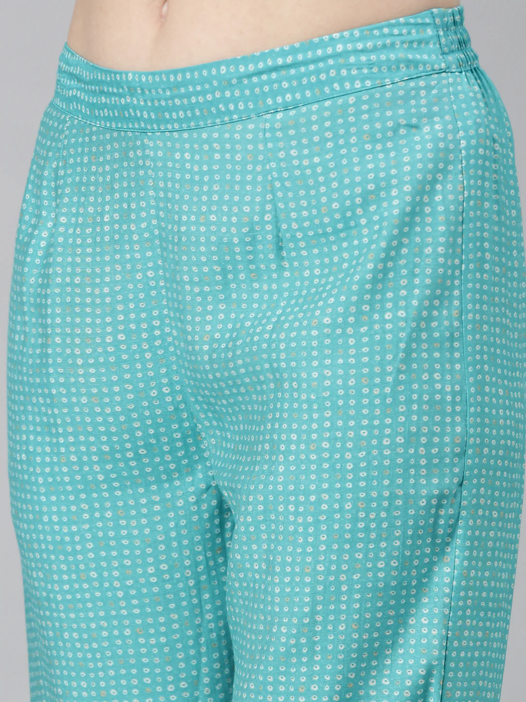 Neerus Sea Green Casual Textured Straight Kurta and Trousers With Dupatta - Image 7