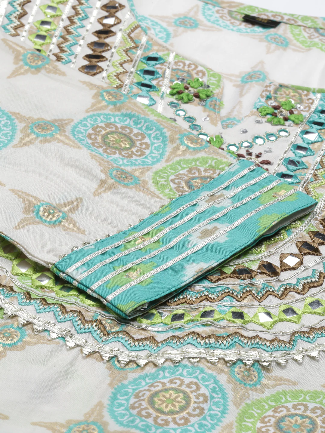 Neerus Sea Green Color Chanderi Cotton Fabric Kurta Sets With Dupatta - Image 10