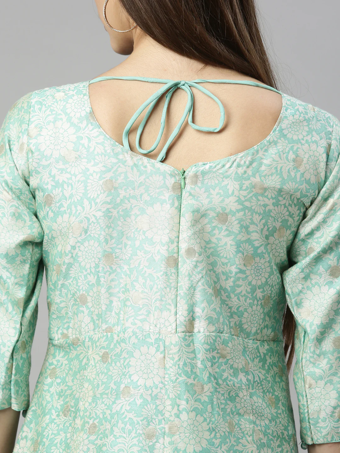 Neerus Sea Green Color Chanderi Fabric Suit-Anarkali - Image 6