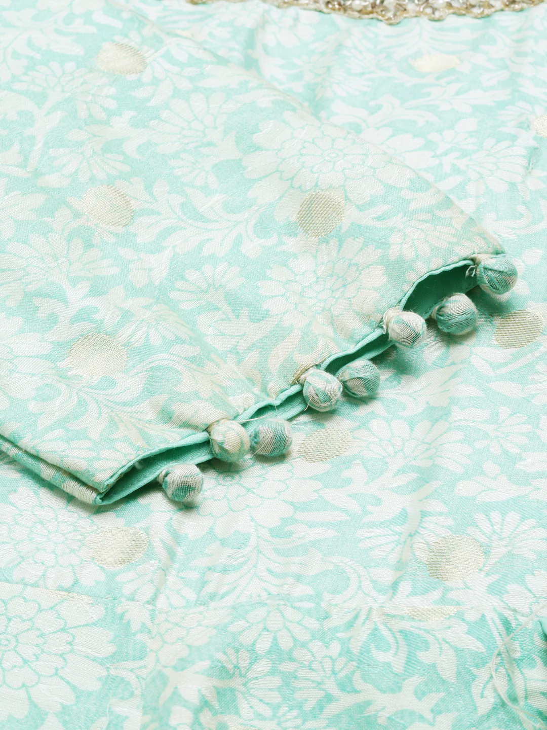 Neerus Sea Green Color Chanderi Fabric Suit-Anarkali - Image 9