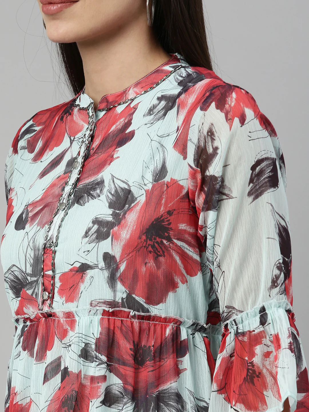 Neerus Sea Green Color Chiffon Fabric Kurta - Image 8