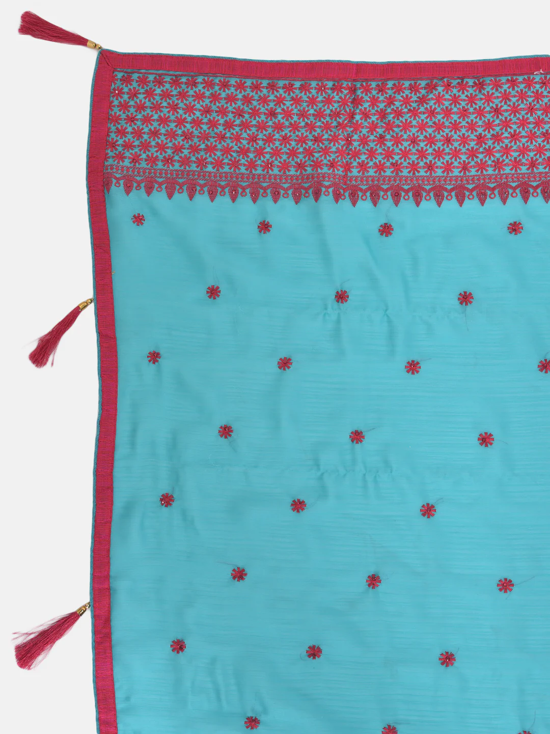 Neerus Sea Green Color Chiffon Fabric Saree - Image 3