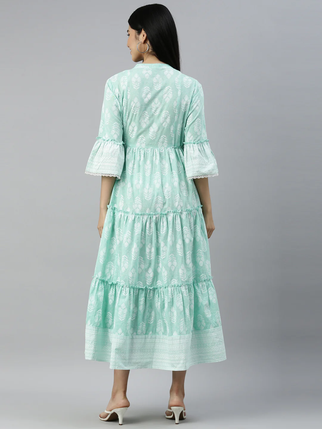 Neerus Sea Green Color Cotton Fabric Kurta - Image 4
