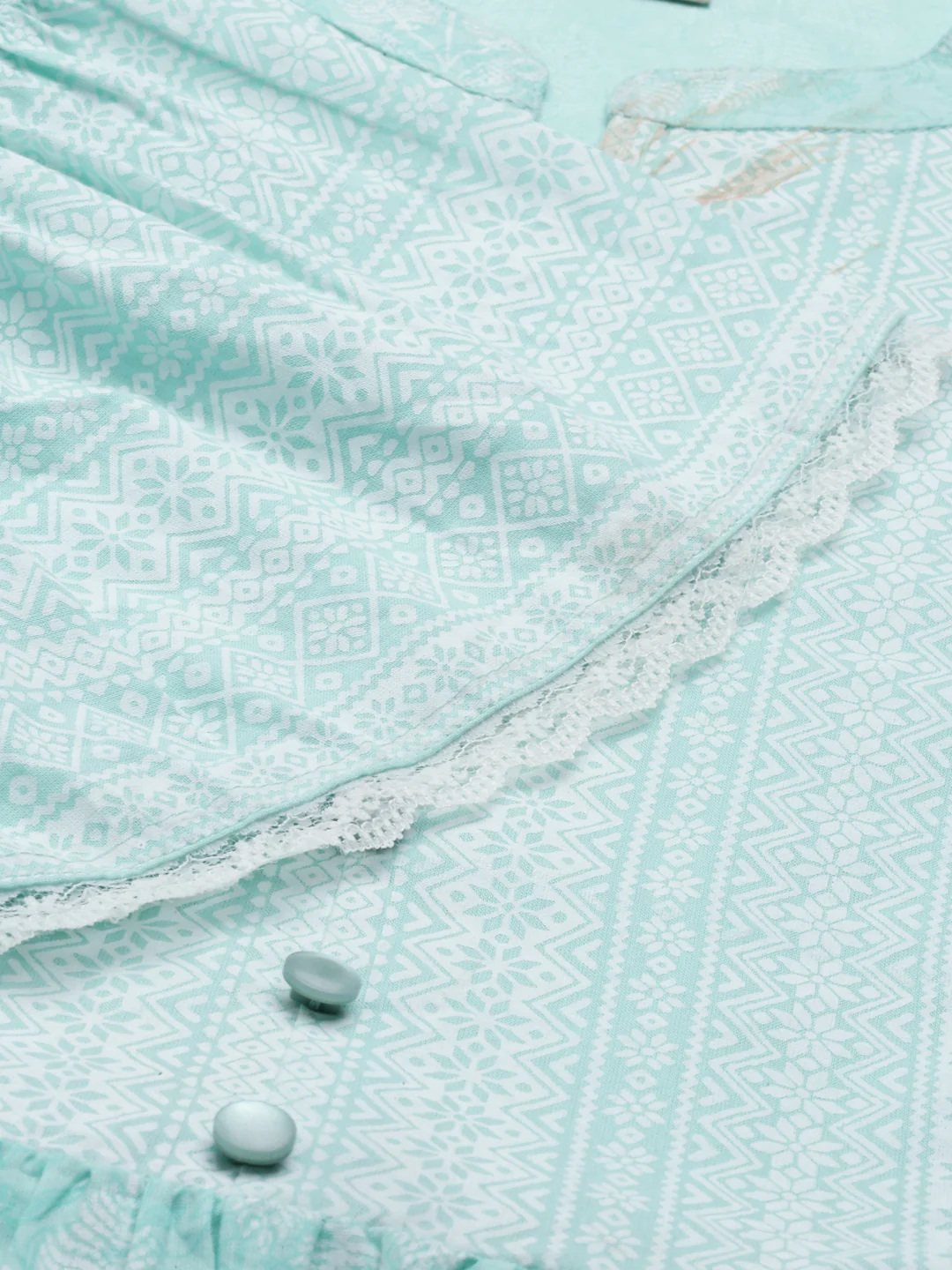 Neerus Sea Green Color Cotton Fabric Kurta - Image 6