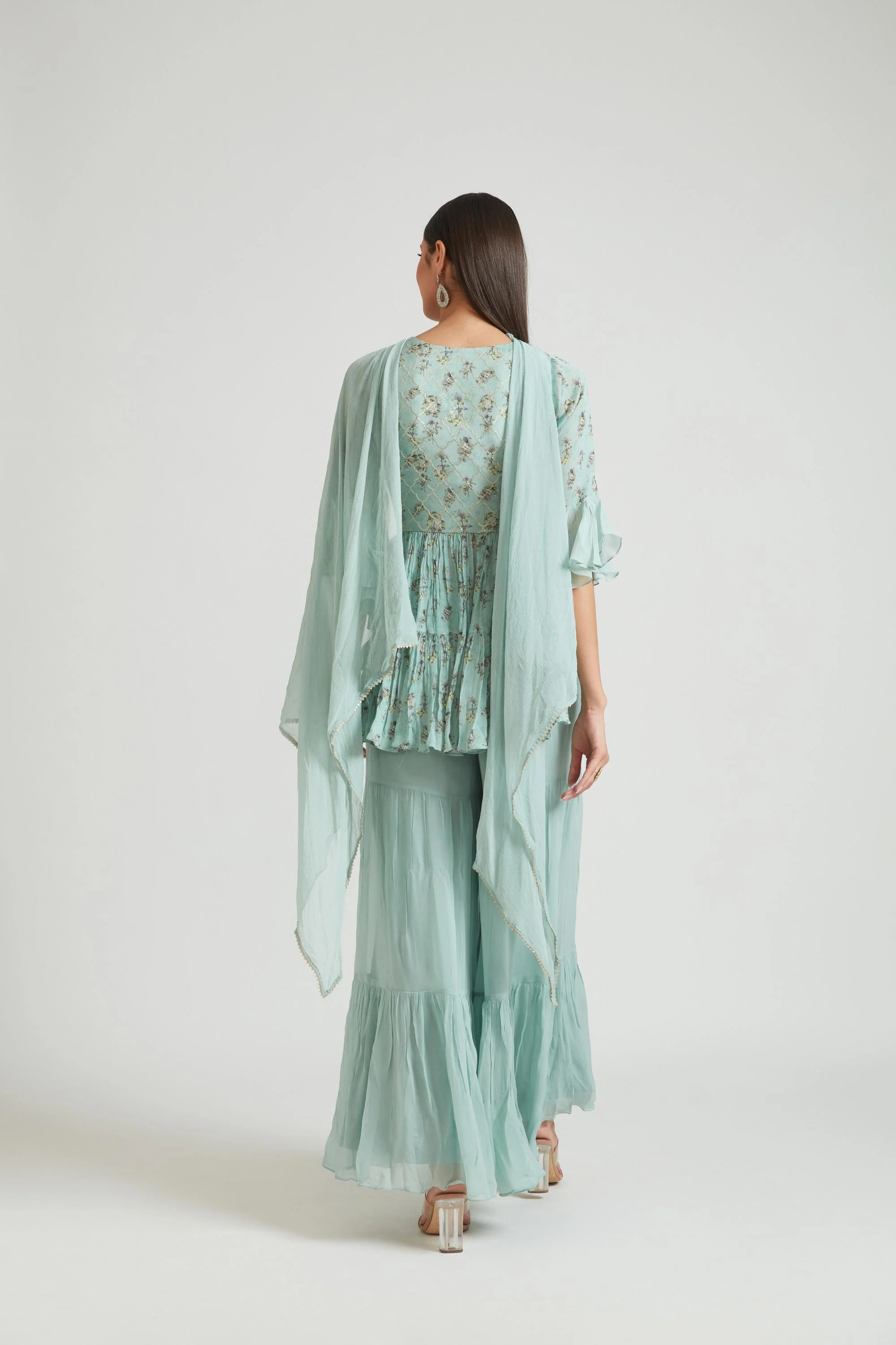 Neerus Sea Green Color Georgette Fabric Salwar Kameez - Image 4