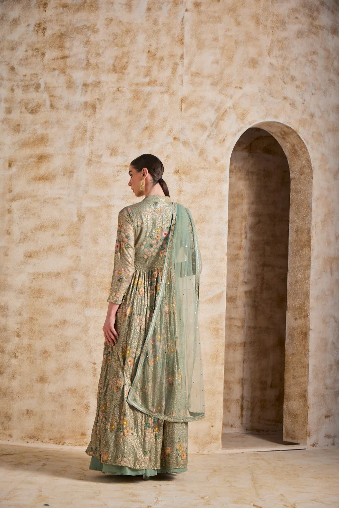 Neerus Sea Green Color Georgette Fabric Suit Set - Image 4