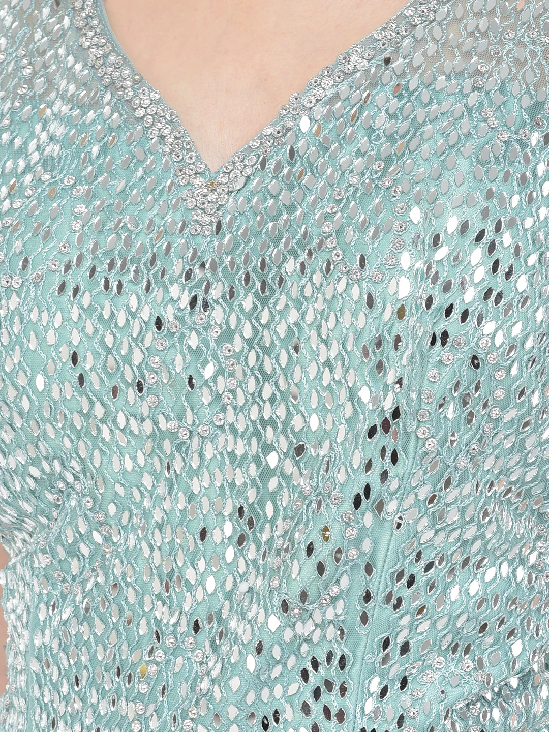 Neerus Sea Green Color Nett Fabric Gown - Image 5